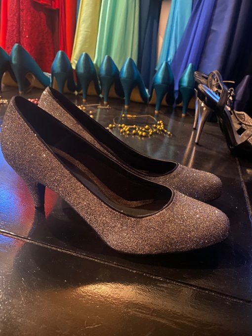 zilver glitter pump