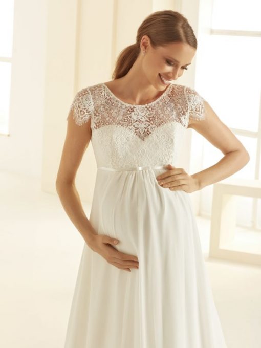 Bianco Evento zwangerschaps bruidsjurk Bernadette chiffon