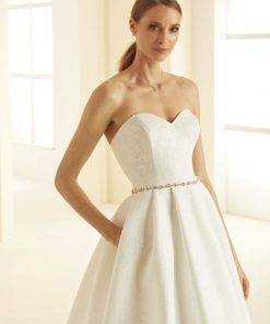 Bianco Evento Isolde strapless bruidsjurk kanten lijfje