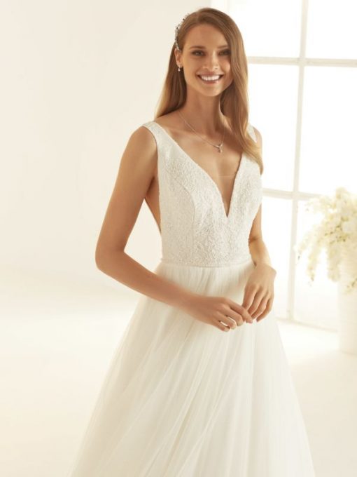 Bianco Evento Julia kant glitter tulle bruidsjurk
