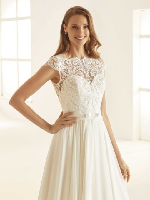 Bianco Evento A lijn bruidsjurk Olivia kant chiffon