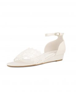 Bianco Evento Avalia platte bruidsschoen Bibi boho kant