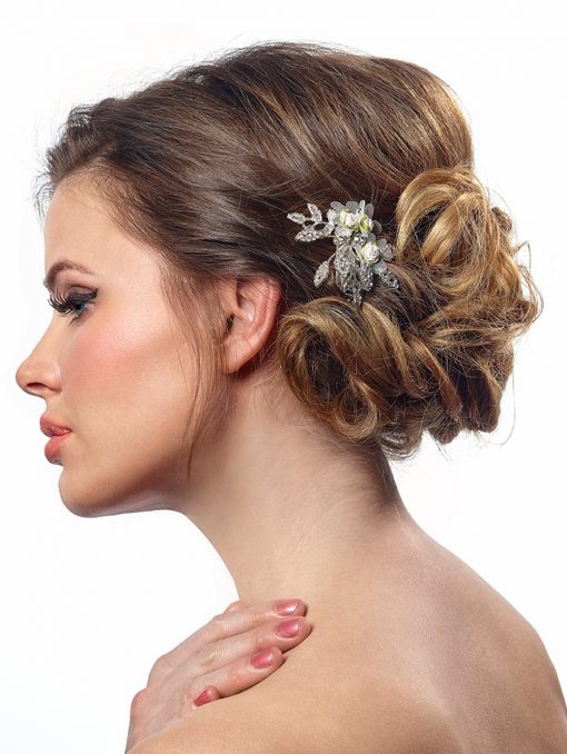 Poirier haarsieraad op clip strass met bloemetjes BB257