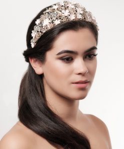 Poirier grote tiara met bloemetjes en strass BB660