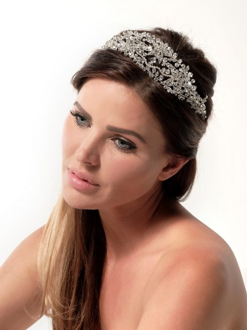 Poirier luxe brede zilver kleurige tiara BB662