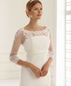 Bianco Evento bolero van stretch tulle met kant E176