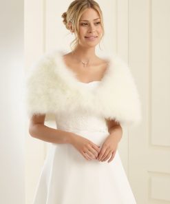 Bianco Evento marabou look cape bruid E184