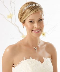 Bianco Evento bruid sieradenset ketting oorbellen chrystals N9