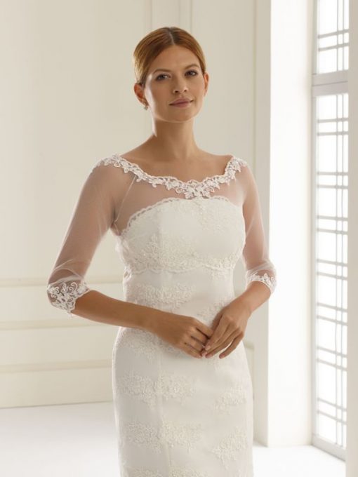 Bianco Evento bolero van kant met boothals E150