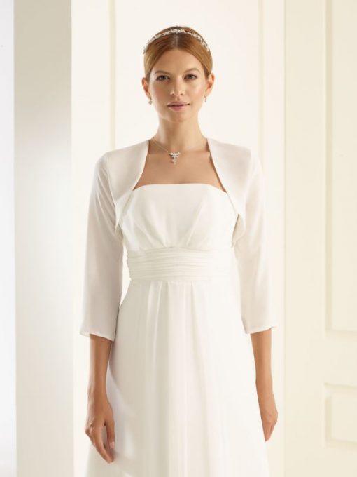 Bianco Evento chiffon bolero bruid lange mouw E167