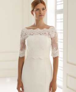 Bianco Evento kanten top bolero met mouw en boothals E221