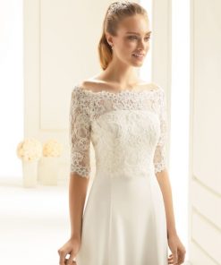 Bianco Evento kanten top bolero met mouw en boothals E255