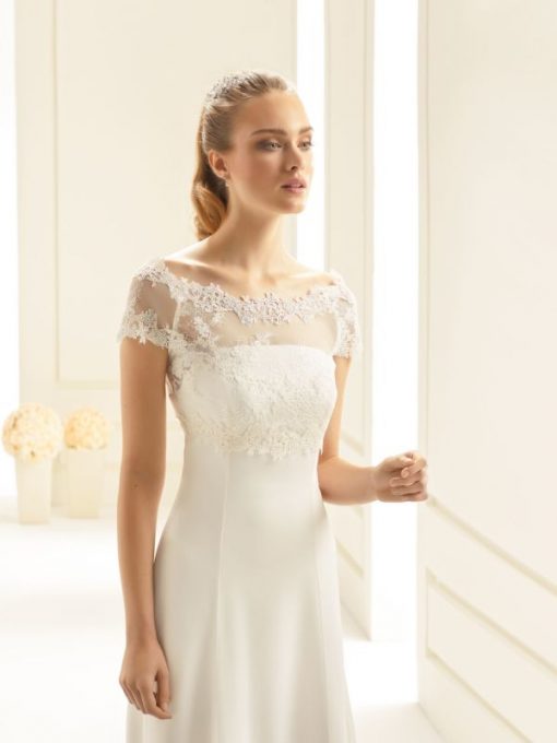 Bianco Evento kanten stretch bolero voor de bruid E257