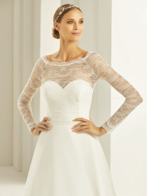 Bianco Evento kanten bolero top lange mouw E276