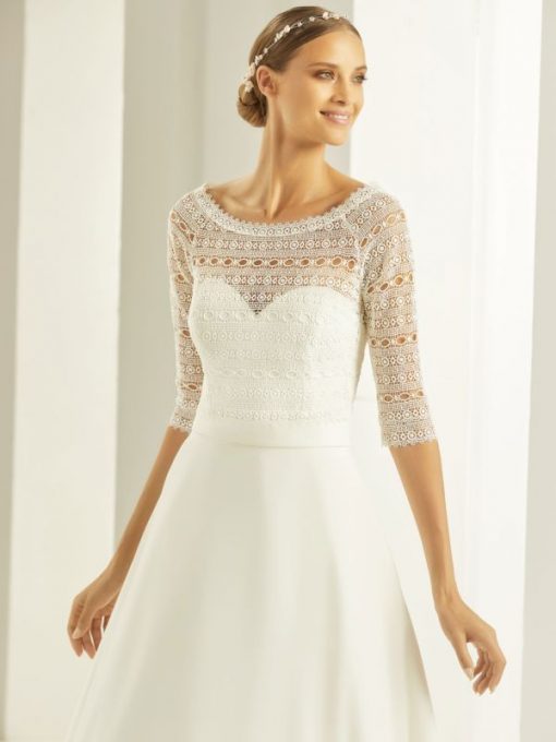 Bianco Evento kanten boho top met mouw E279