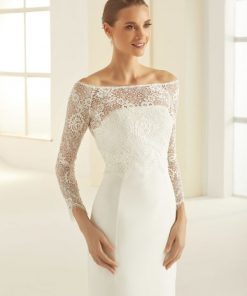 Bianco Evento ivoor kanten bolero bruid E285