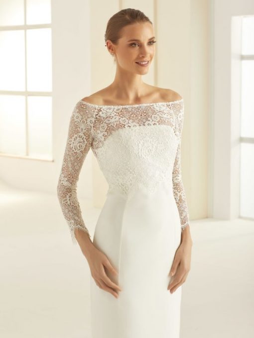 Bianco Evento ivoor kanten bolero bruid E285