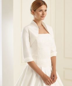 Bianco Evento taffeta bolero bruid ivoor wit zwart E55T