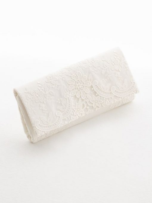 Bianco Evento bruidstasje clutch met kant T15