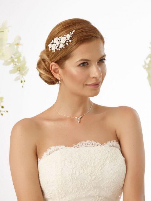 Bianco Evento haar accessoire met bloemetjes kristalletjes 292