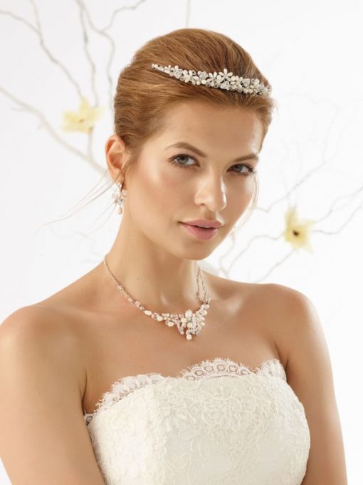 Bianco Evento sieraden set strass parel voor de bruid N25