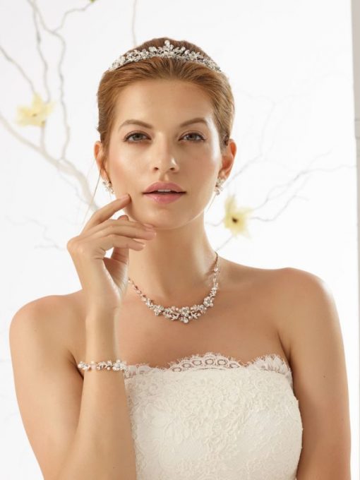 Bianco Evento sieraden set strass parel voor de bruid N27 N28