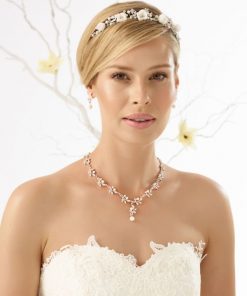 Bianco Evento sieraden set strass parel voor de bruid N31