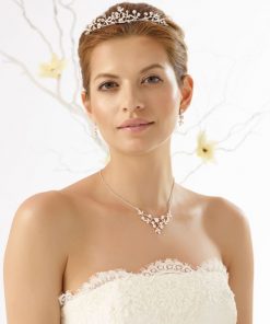 Bianco Evento sieraden set strass parel voor de bruid N33