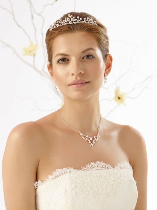 Bianco Evento sieraden set strass parel voor de bruid N33