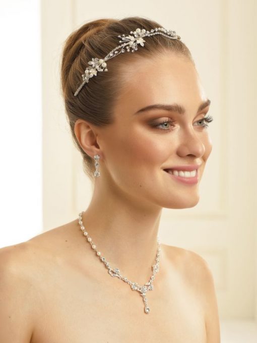 Bianco Evento sieraden set strass parel voor de bruid N34