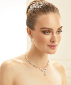 Bianco Evento sieraden set strass parel voor de bruid N40