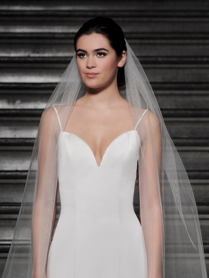 Poirier lange sluier met kant S364 - Afbeelding 2