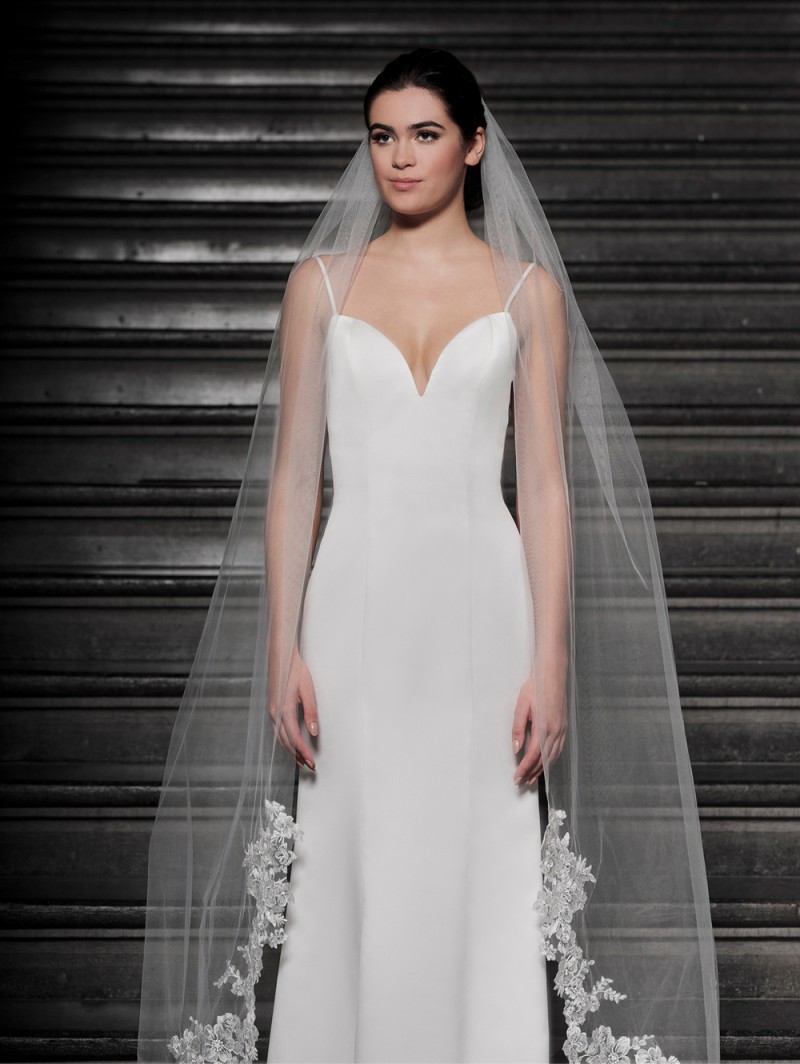 Poirier lange sluier met kant S364 - Afbeelding 3