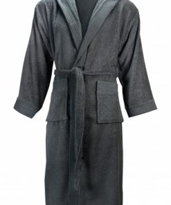Badjas unisex antraciet met naam of tekst geborduurd