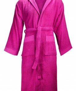 Badjas unisex fuchsia met naam of tekst geborduurd