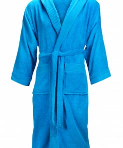 Badjas unisex aqua met naam of tekst geborduurd