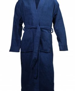 Badjas unisex marine blauw met naam of tekst geborduurd