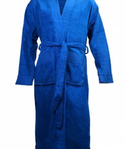 Badjas unisex royal blauw met naam of tekst geborduurd