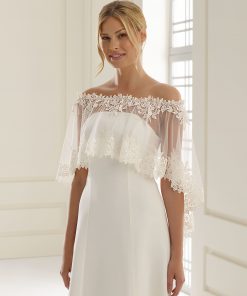 Bianco Evento poncho jasje van tule en kant E244
