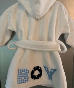 Badjas met stoffen letters leuk kraamkado met naam