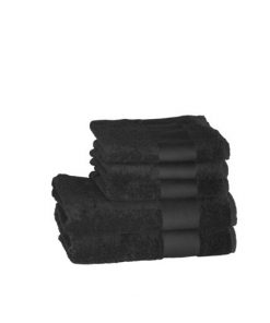 Handdoek zwart met naam of tekst geborduurd