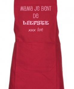 Kookschort zwart rood navy met naam