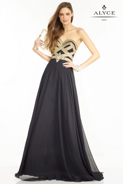 Alyce Paris zwarte galajurk met goud glitter 1094