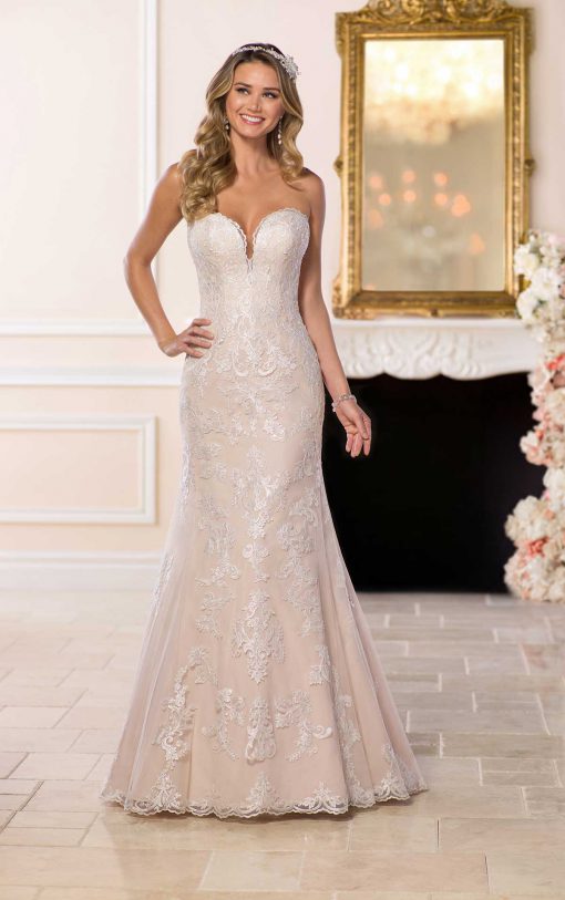 Stella York 6585 strapless kanten trouwjurk