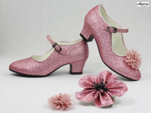 Meisjes glitter schoenen met hakje