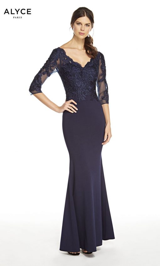 navy strakke jurk mouw
