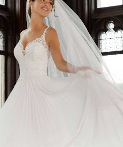 trouwjurk mori lee chiffon met kant