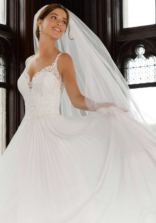 trouwjurk mori lee chiffon met kant