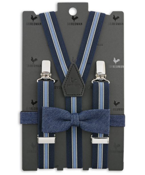 Sir Redman kids bretels combi pack denny denim blauw wit