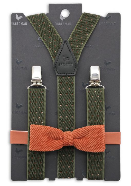 Sir Redman kids bretels combi pack gacilly rib groen terracotta